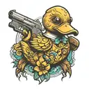 rubber duck holding a deagle  tattoo design idea