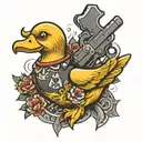 rubber duck holding a deagle  tattoo design idea