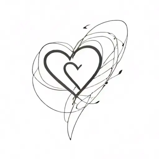 two little black hearts, one with G and another with V, hidden letters tattoo design idea