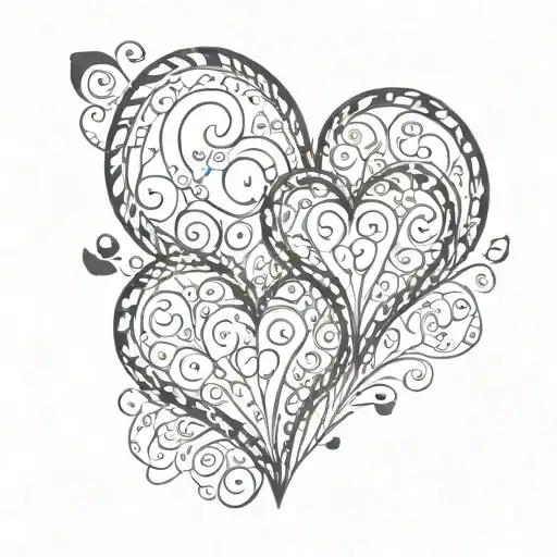 two hearts with G and V tattoo design idea