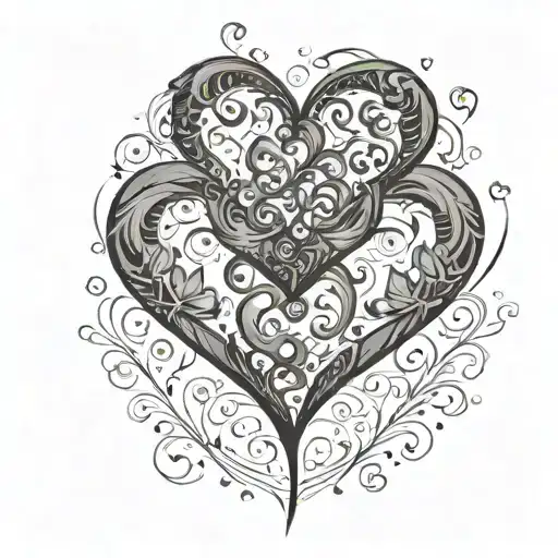 two black hearts, one with G and another with V tattoo design idea