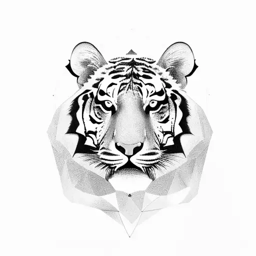 A new-school design of a tiger and a father figure standing back to back, symbolizing protection and loyalty tattoo design idea