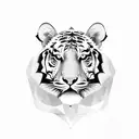 A new-school design of a tiger and a father figure standing back to back, symbolizing protection and loyalty tattoo design idea