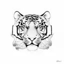 A new-school design of a tiger and a father figure standing back to back, symbolizing protection and loyalty tattoo design idea