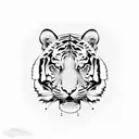 A new-school design of a tiger and a father figure standing back to back, symbolizing protection and loyalty tattoo design idea