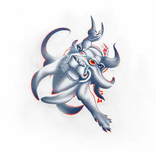 Template is Like the red bull logo one Taurus is jumping from the left and on the other side no Taurus is jumping but an tattoo design idea