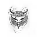 Template is Like the red bull logo one Taurus is jumping from the left and on the other side no Taurus is jumping but an tattoo design idea