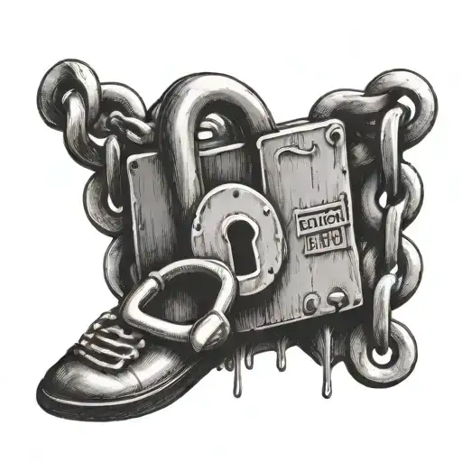 padlock with feet tattoo design idea
