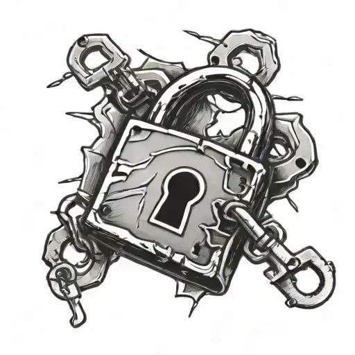 broken padlock tattoo design idea