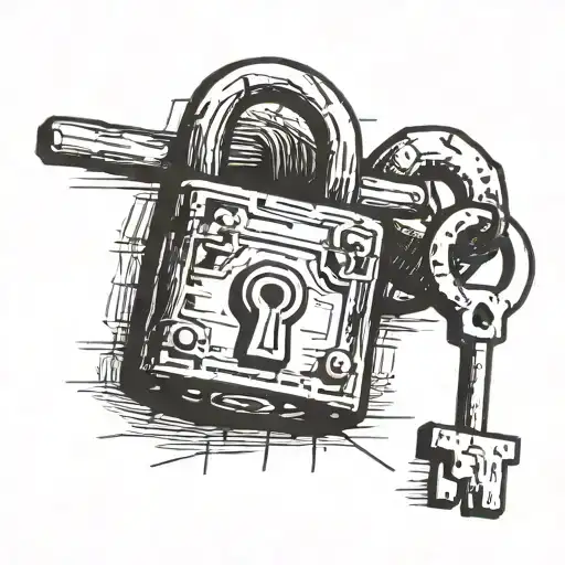padlock and key tattoo design idea