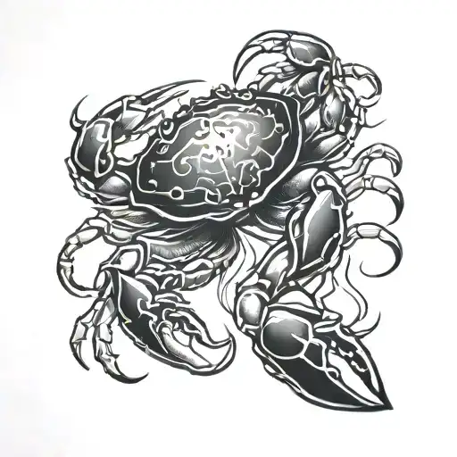 Crab in black grey tattoo tattoo design idea