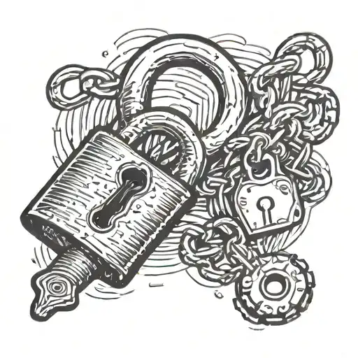 padlock and key no background tattoo design idea