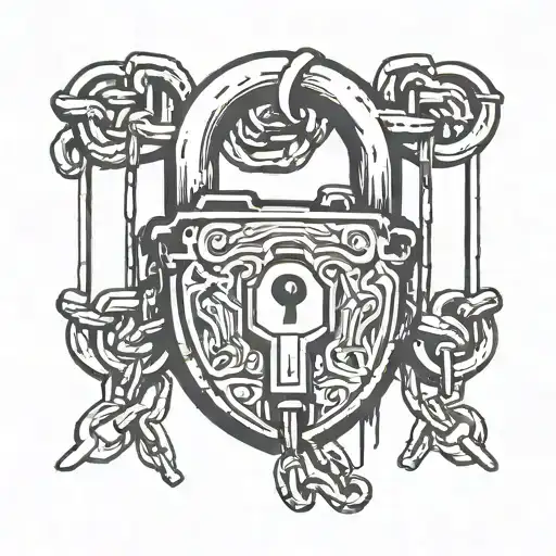 padlock and chain tattoo design idea