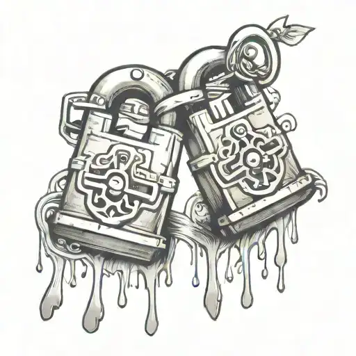 feet in a padlock tattoo design idea