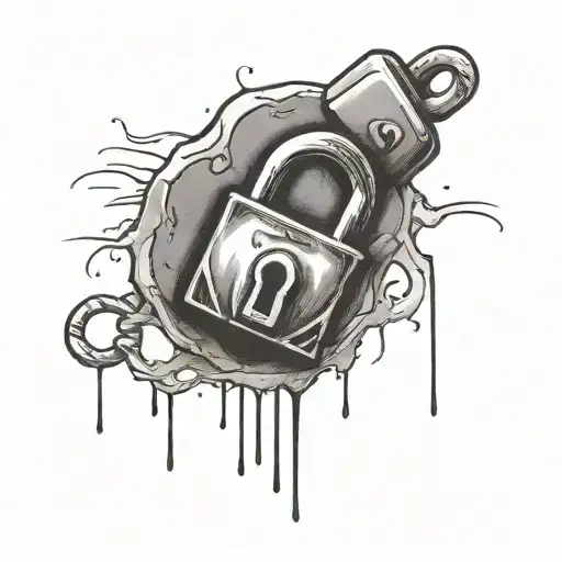old padlock tattoo design idea