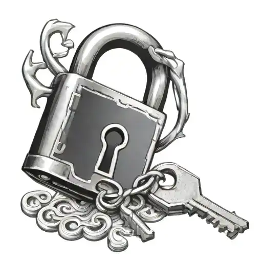 padlock and key unlocking tattoo design idea