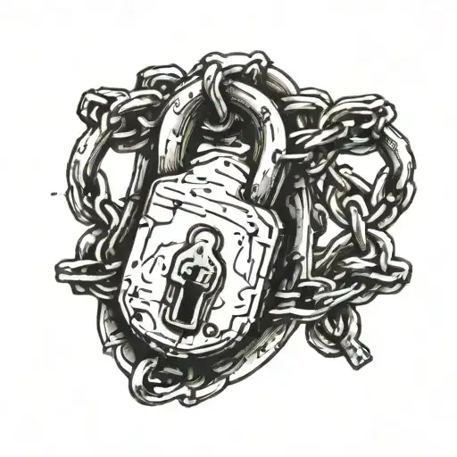 padlock and chain tattoo design idea