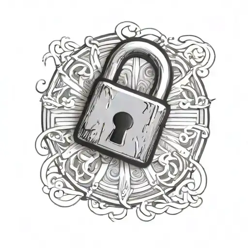 padlock with two feet tattoo design idea