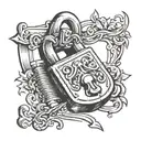 padlock and key tattoo design idea