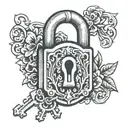 padlock and key tattoo design idea