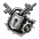 broken padlock and key tattoo design idea