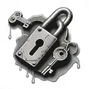 broken padlock and key tattoo design idea