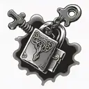 broken padlock and key tattoo design idea