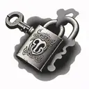 broken padlock and key tattoo design idea