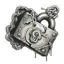broken padlock tattoo design idea