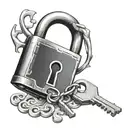 padlock and key unlocking tattoo design idea