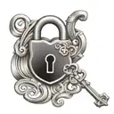 padlock and key unlocking tattoo design idea