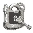 padlock and key unlocking tattoo design idea