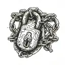 padlock and chain tattoo design idea