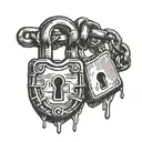 padlock and chain tattoo design idea