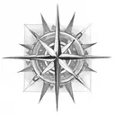 wings and compass rose tattoo design idea
