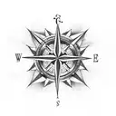 wings and compass rose tattoo design idea