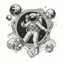 Astronaut floating in space tattoo design idea