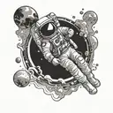 Astronaut floating in space tattoo design idea