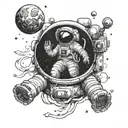 Astronaut floating in space tattoo design idea