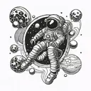 Astronaut floating in space tattoo design idea