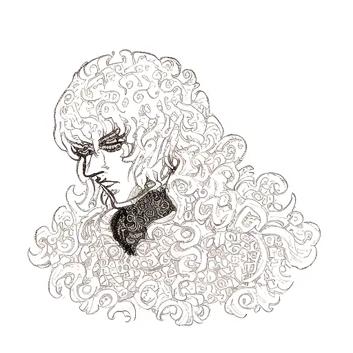 An intricate dotwork design featuring the mysterious and enigmatic character Griffith from 'Berserk' tattoo design idea