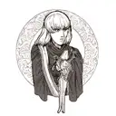 An intricate dotwork design featuring the mysterious and enigmatic character Griffith from 'Berserk' tattoo design idea