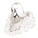 An intricate dotwork design featuring the mysterious and enigmatic character Griffith from 'Berserk' tattoo design idea