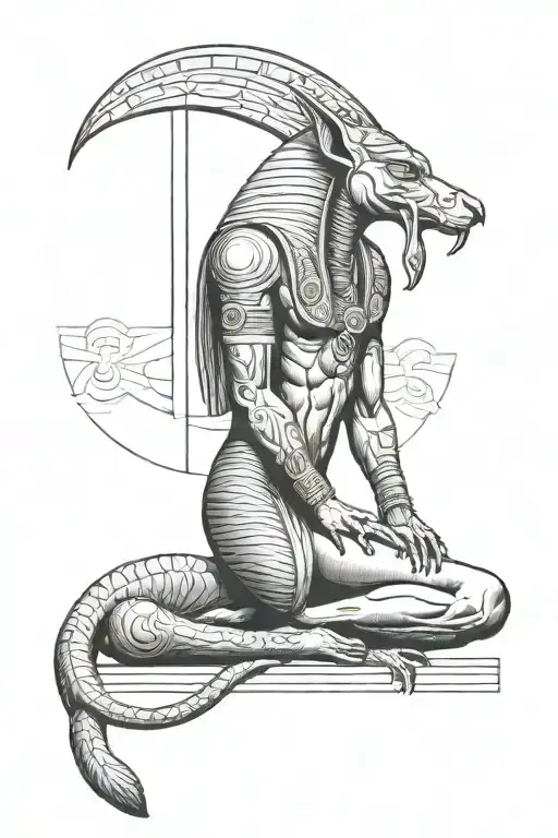 thoth standing behind anubis  tattoo design idea