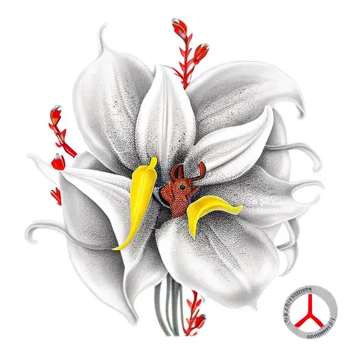 peace lilies with red spider lilie tattoo design idea