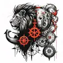 lion, anchor, compass, family of 4 from the back. tattoo design idea