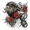 lion, anchor, compass, family of 4 from the back. tattoo design idea