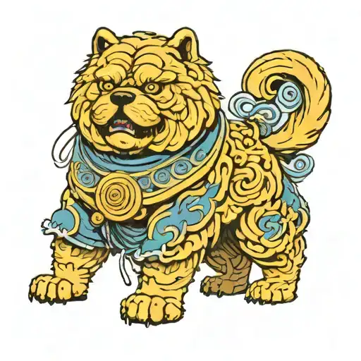 blue chow chow ninja tattoo design idea