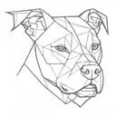 A minimalist geometric design of a pitbull's face with sharp lines and angles tattoo design idea