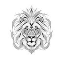 A majestic lion surrounded by a geometric pattern tattoo design idea